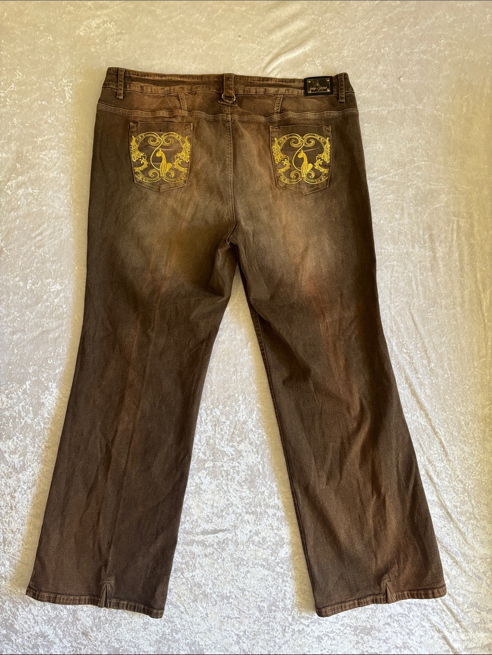 Baby Phat Brown Bootcut Jeans Embroidered Cat Pockets Y2K Size 24